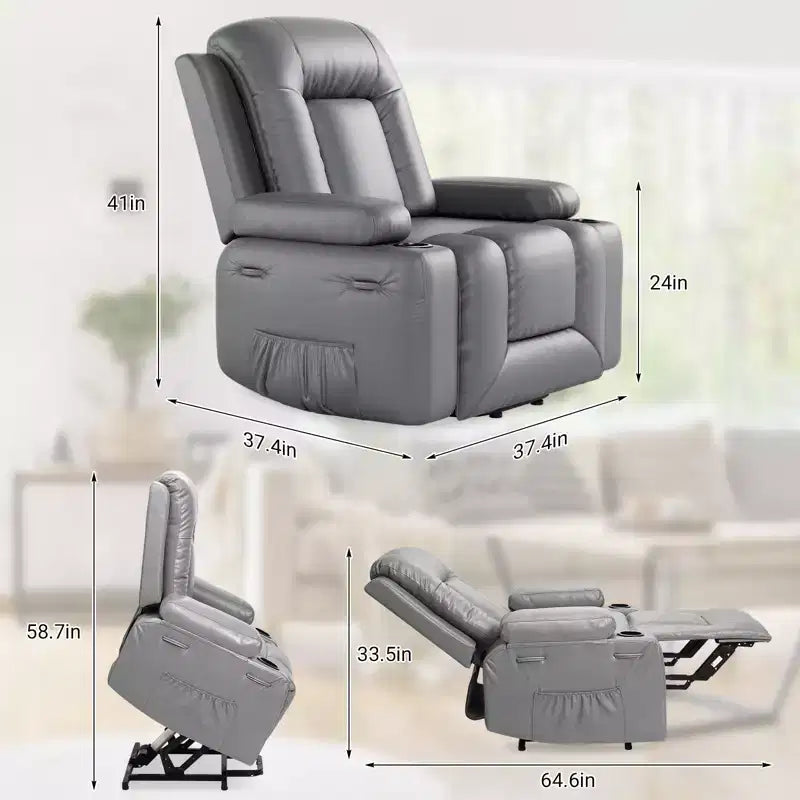 PU Leather Power Lift Recliner Chair, Adjustable Recliner, Ergonomic Single Sofa, for Living Room