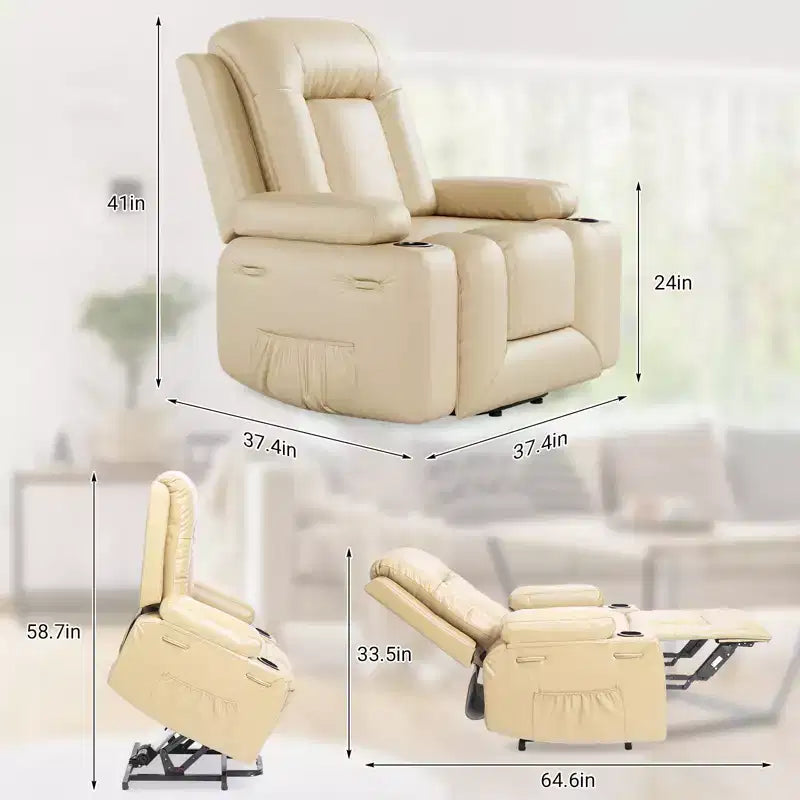 PU Leather Power Lift Recliner Chair, Adjustable Recliner, Ergonomic Single Sofa, for Living Room