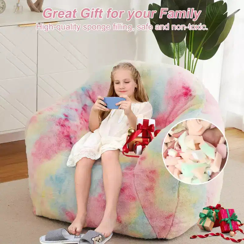 Bean Bag Chair for Adults, Plush Faux Fur Memory Foam Lounger, Ergonomic Beanbag Sofa Chair, Lazy Sofa Cozy Beanbag, for Dorm, Living Room