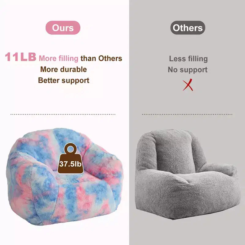 Bean Bag Chair for Adults, Plush Faux Fur Memory Foam Lounger, Ergonomic Beanbag Sofa Chair, Lazy Sofa Cozy Beanbag, for Dorm, Living Room