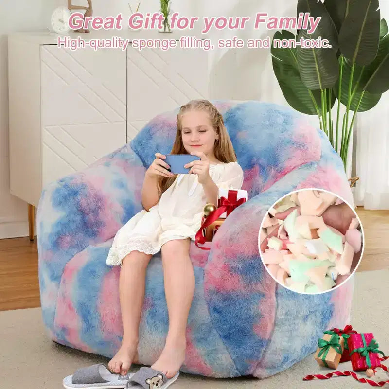 Bean Bag Chair for Adults, Plush Faux Fur Memory Foam Lounger, Ergonomic Beanbag Sofa Chair, Lazy Sofa Cozy Beanbag, for Dorm, Living Room