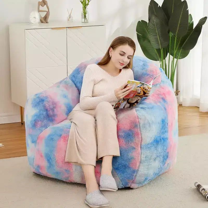 Bean Bag Chair for Adults, Plush Faux Fur Memory Foam Lounger, Ergonomic Beanbag Sofa Chair, Lazy Sofa Cozy Beanbag, for Dorm, Living Room