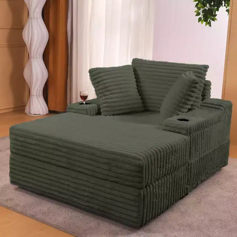 Sillón diván de gran tamaño para interiores, sofá tapizado de pana, sofá cama tipo nube, 3 almohadas, sofá cama individual, para sala de estar, dormitorio