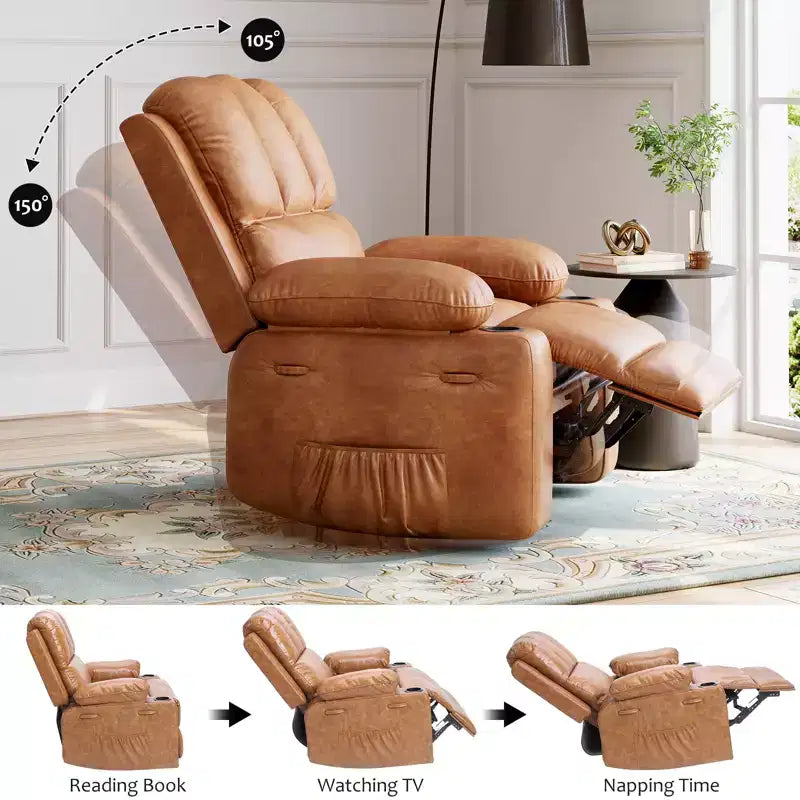 37.4 PU Leather Power Lift Recliner Chair, Adjustable Recliner, Seat Width, Cup Holders, Ergonomic Single Sofa, for Living Room, Bedroom