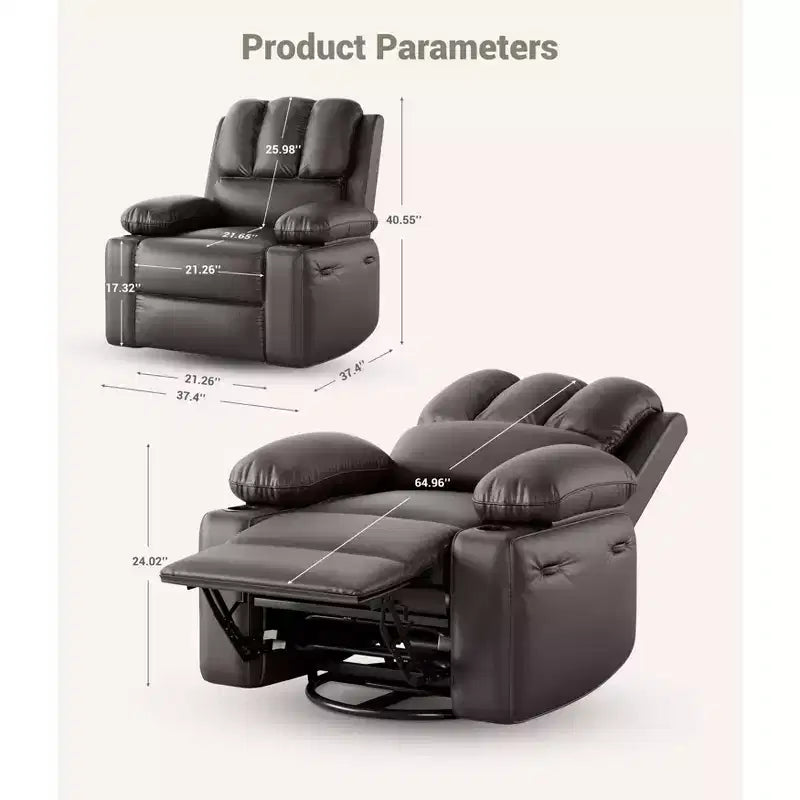 37.4 PU Leather Power Lift Recliner Chair, Adjustable Recliner, Seat Width, Cup Holders, Ergonomic Single Sofa, for Living Room, Bedroom