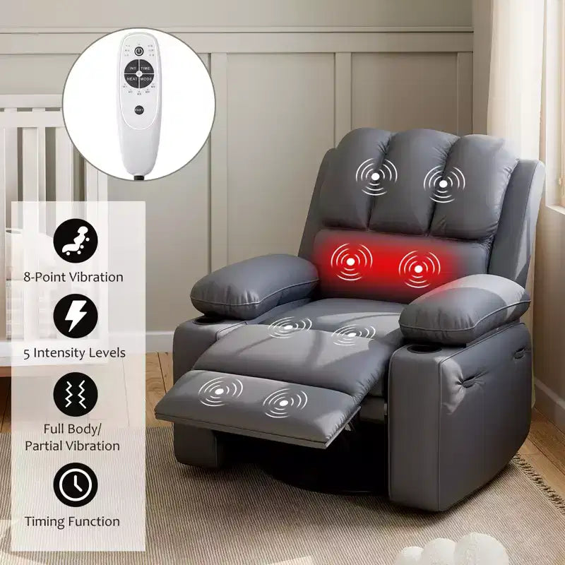 37.4 PU Leather Power Lift Recliner Chair, Adjustable Recliner, Seat Width, Cup Holders, Ergonomic Single Sofa, for Living Room, Bedroom