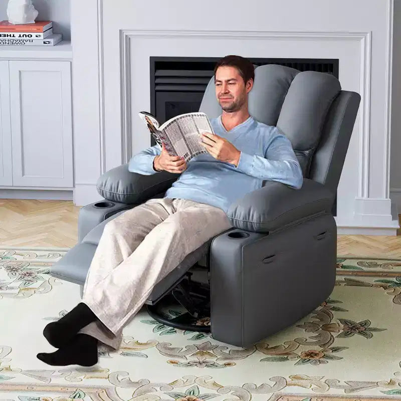 37.4 PU Leather Power Lift Recliner Chair, Adjustable Recliner, Seat Width, Cup Holders, Ergonomic Single Sofa, for Living Room, Bedroom