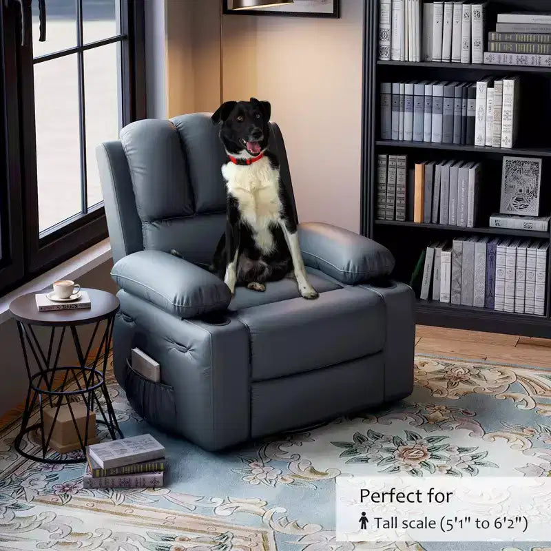 37.4 PU Leather Power Lift Recliner Chair, Adjustable Recliner, Seat Width, Cup Holders, Ergonomic Single Sofa, for Living Room, Bedroom