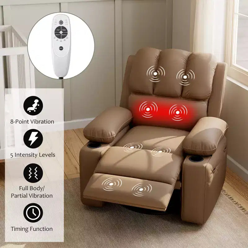 37.4 PU Leather Power Lift Recliner Chair, Adjustable Recliner, Seat Width, Cup Holders, Ergonomic Single Sofa, for Living Room, Bedroom