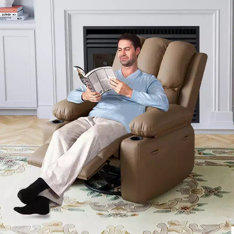 37.4 PU Leather Power Lift Recliner Chair, Adjustable Recliner, Seat Width, Cup Holders, Ergonomic Single Sofa, for Living Room, Bedroom