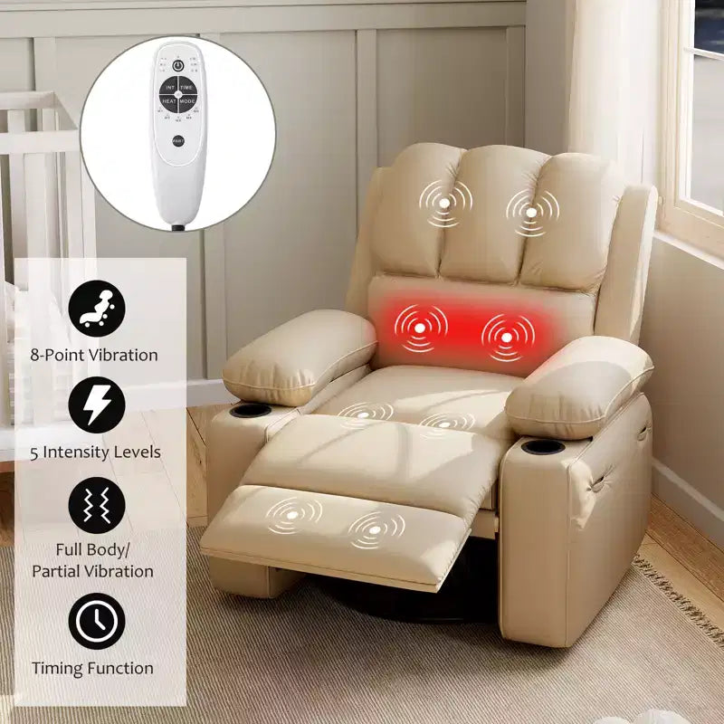 37.4 PU Leather Power Lift Recliner Chair, Adjustable Recliner, Seat Width, Cup Holders, Ergonomic Single Sofa, for Living Room, Bedroom