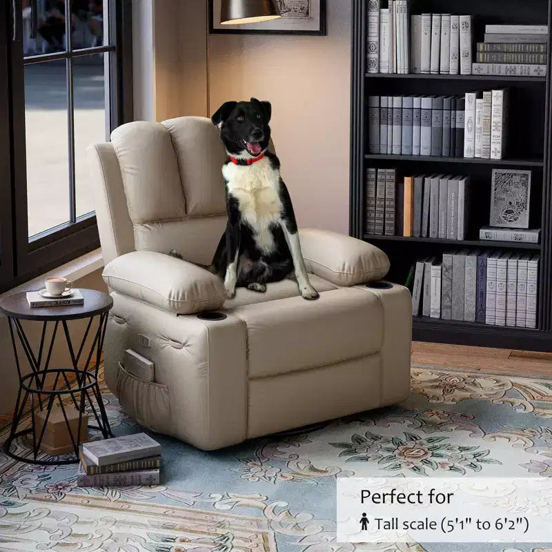 37.4 PU Leather Power Lift Recliner Chair, Adjustable Recliner, Seat Width, Cup Holders, Ergonomic Single Sofa, for Living Room, Bedroom