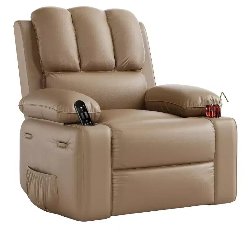 Sillón reclinable eléctrico de piel sintética de 37.4, sillón reclinable ajustable, ancho de asiento, portavasos, sofá individual ergonómico, para sala de estar, dormitorio