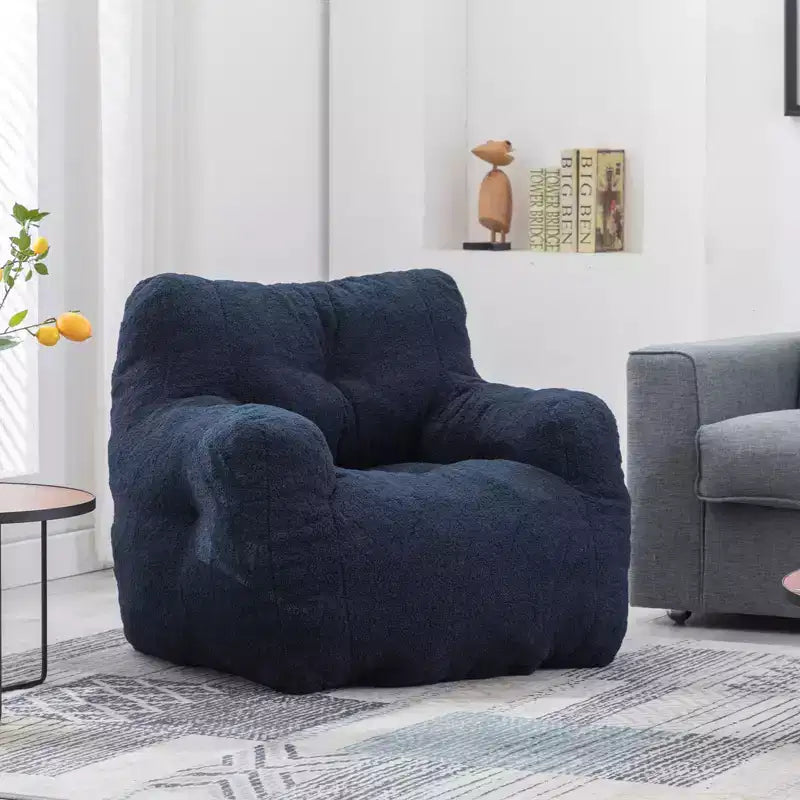 Fluffy Bean Bag Chair, Memory Foam Lazy Sofa, Wear-Resistant Accent Chair for Living Room, Balcony, Office