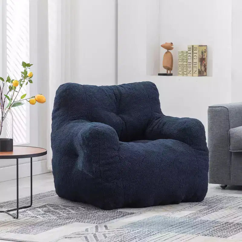 Fluffy Bean Bag Chair, Memory Foam Lazy Sofa, Wear-Resistant Accent Chair for Living Room, Balcony, Office