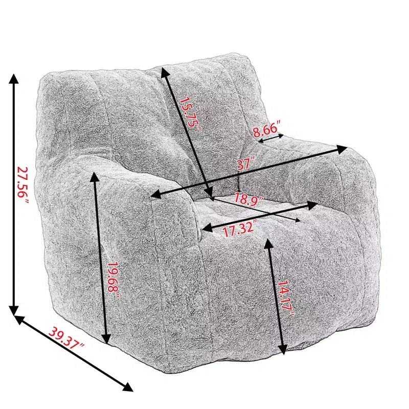 Fluffy Bean Bag Chair, Memory Foam Lazy Sofa, Wear-Resistant Accent Chair for Living Room, Balcony, Office