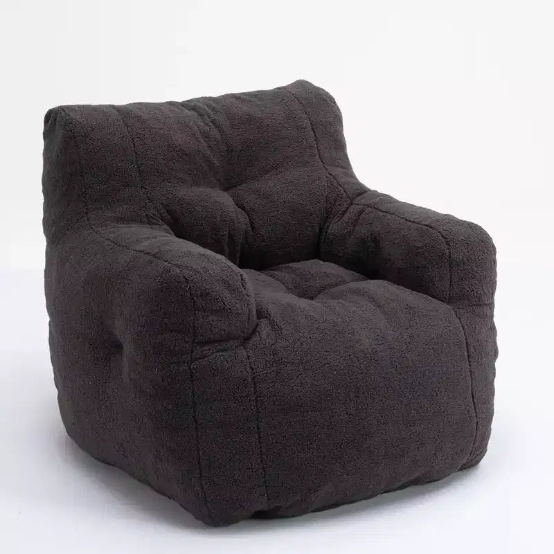 Large Dark Gray Bean Bag Sofa Chair with Side Pocket, Plush Floor Lounger for Adults, Ideal for Gaming and Reading