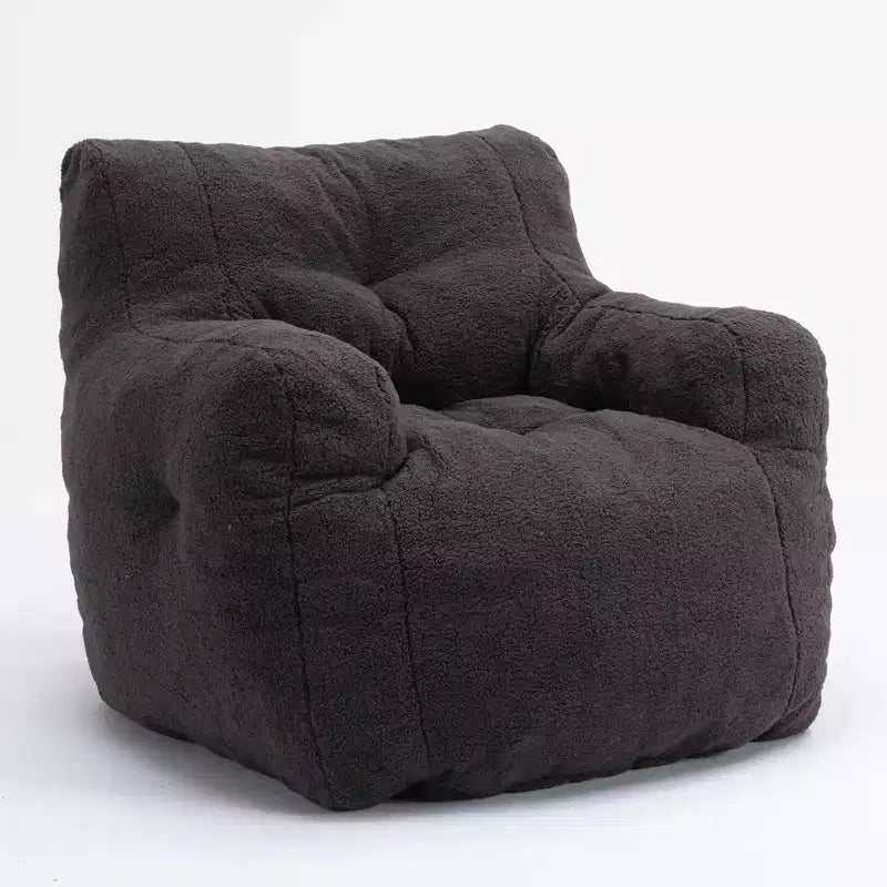 Large Dark Gray Bean Bag Sofa Chair with Side Pocket, Plush Floor Lounger for Adults, Ideal for Gaming and Reading