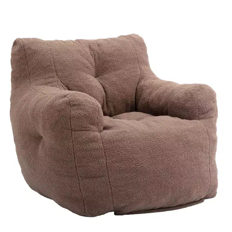 Large Dark Gray Bean Bag Sofa Chair with Side Pocket, Plush Floor Lounger for Adults, Ideal for Gaming and Reading