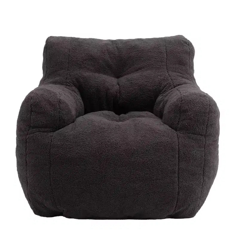 Large Dark Gray Bean Bag Sofa Chair with Side Pocket, Plush Floor Lounger for Adults, Ideal for Gaming and Reading