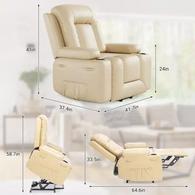 41.7 PU Leather Power Lift Recliner Chair, Adjustable Recliner, Ergonomic Single Sofa, for Living Room