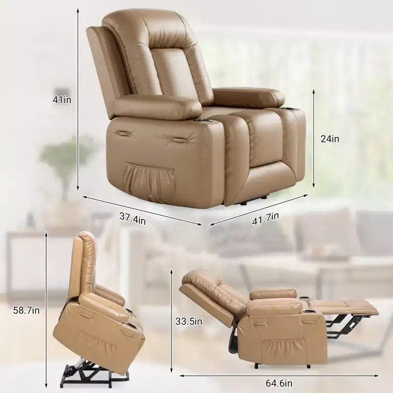 41.7 PU Leather Power Lift Recliner Chair, Adjustable Recliner, Ergonomic Single Sofa, for Living Room