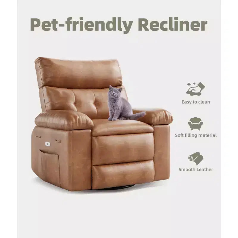 37.4 PU Leather Power Lift Recliner Chair, Adjustable Recliner, 1.5X Sponge Filling, Seat Width, Cup Holders, Ergonomic Single Sofa