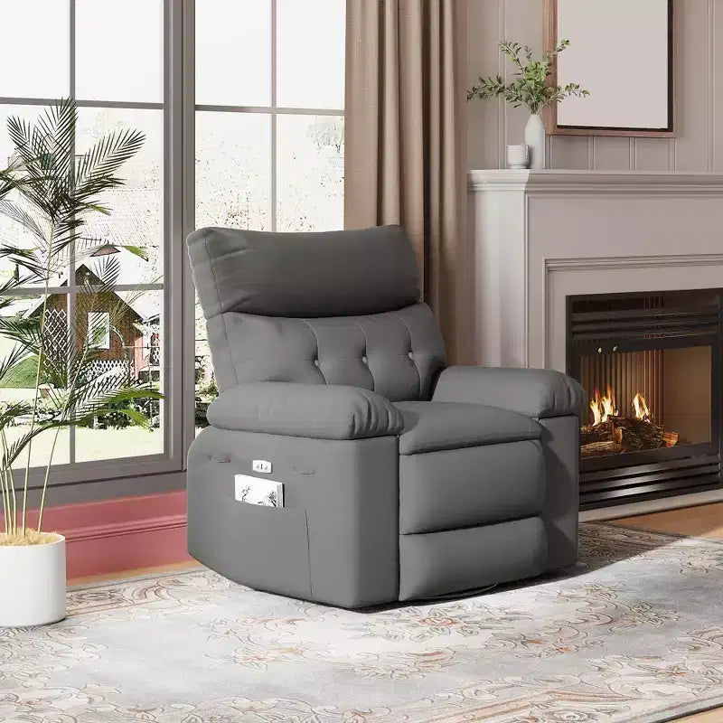 37.4 PU Leather Power Lift Recliner Chair, Adjustable Recliner, 1.5X Sponge Filling, Seat Width, Cup Holders, Ergonomic Single Sofa