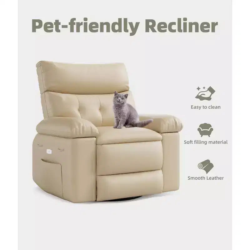 37.4 PU Leather Power Lift Recliner Chair, Adjustable Recliner, 1.5X Sponge Filling, Seat Width, Cup Holders, Ergonomic Single Sofa