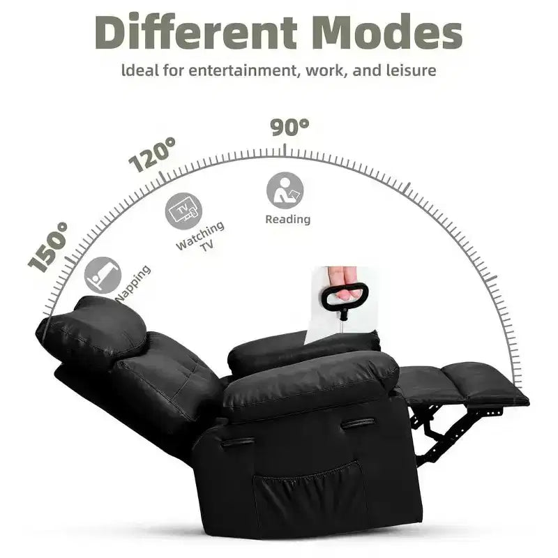 Recliner Chair Oversized Reclining Sofa, Manual Recliner for Adults, 1.5X Sponge Filling, Ergonomic Single Sofa, Cup Holders, for Living Room