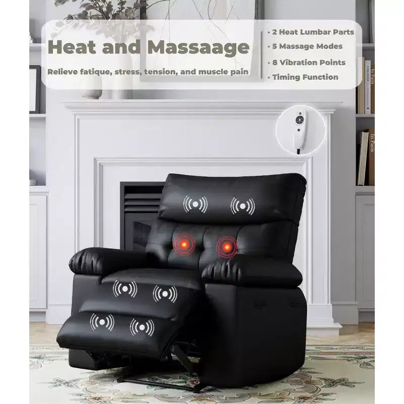 Recliner Chair Oversized Reclining Sofa, Manual Recliner for Adults, 1.5X Sponge Filling, Ergonomic Single Sofa, Cup Holders, for Living Room