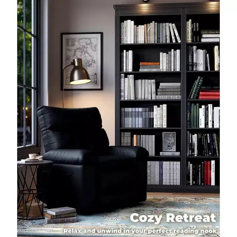 Recliner Chair Oversized Reclining Sofa, Manual Recliner for Adults, 1.5X Sponge Filling, Ergonomic Single Sofa, Cup Holders, for Living Room