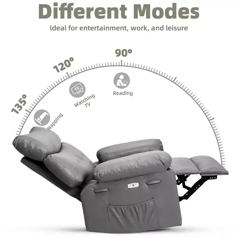 Recliner Chair Oversized Reclining Sofa, Manual Recliner for Adults, 1.5X Sponge Filling, Ergonomic Single Sofa, Cup Holders, for Living Room