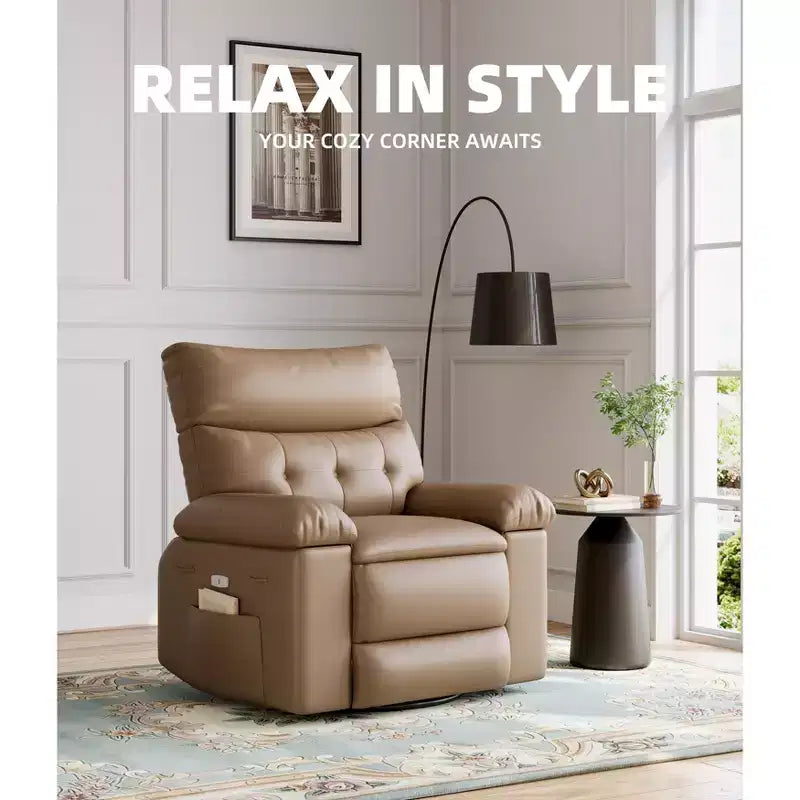 Recliner Chair Oversized Reclining Sofa, Manual Recliner for Adults, 1.5X Sponge Filling, Ergonomic Single Sofa, Cup Holders, for Living Room