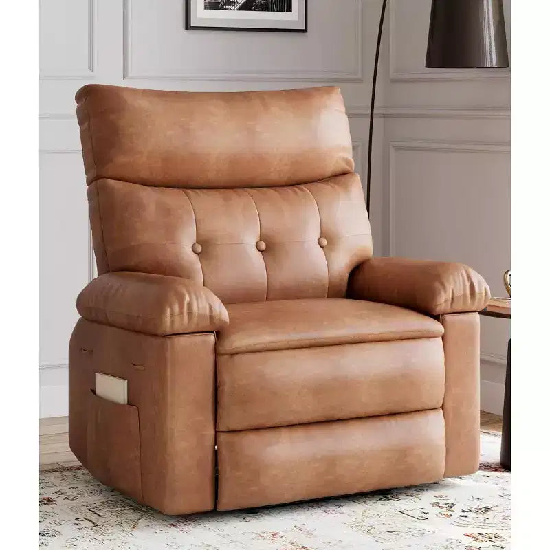 Sillón reclinable, sofá reclinable extragrande, reclinable manual para adultos, relleno de esponja 1.5X, sofá individual ergonómico, portavasos, para sala de estar