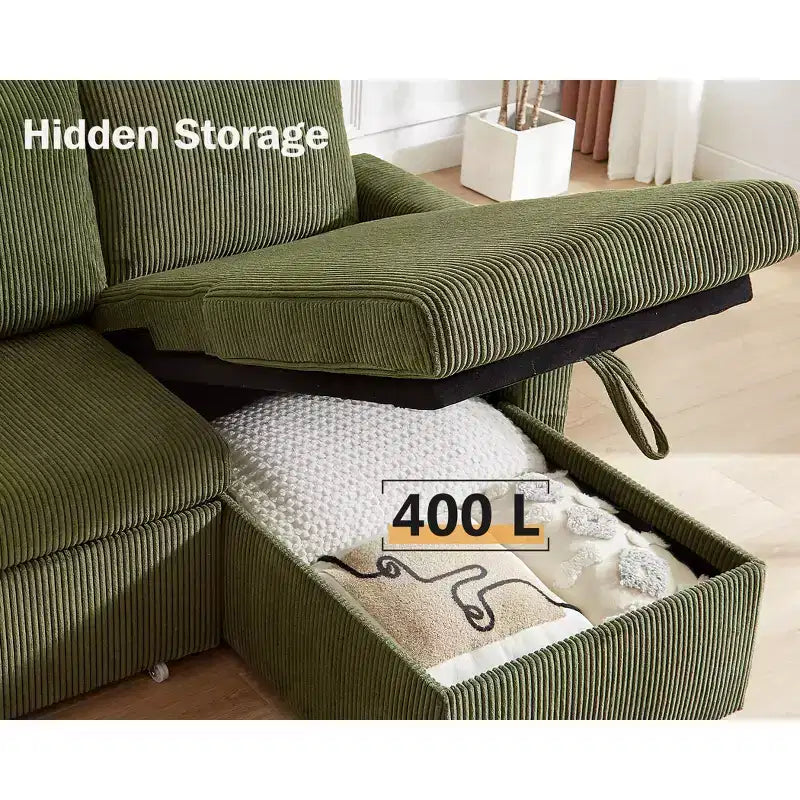 Dyonery 81 Sleeper Sofa Bed, L Shaped Sectional Couch with Pull Out Bed, Reclining Backrest, Reversible Storage Chaise, USB Ports