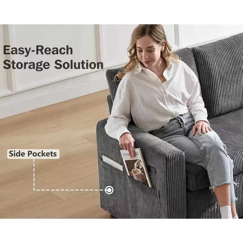 Dyonery 81 Sleeper Sofa Bed, L Shaped Sectional Couch with Pull Out Bed, Reclining Backrest, Reversible Storage Chaise, USB Ports