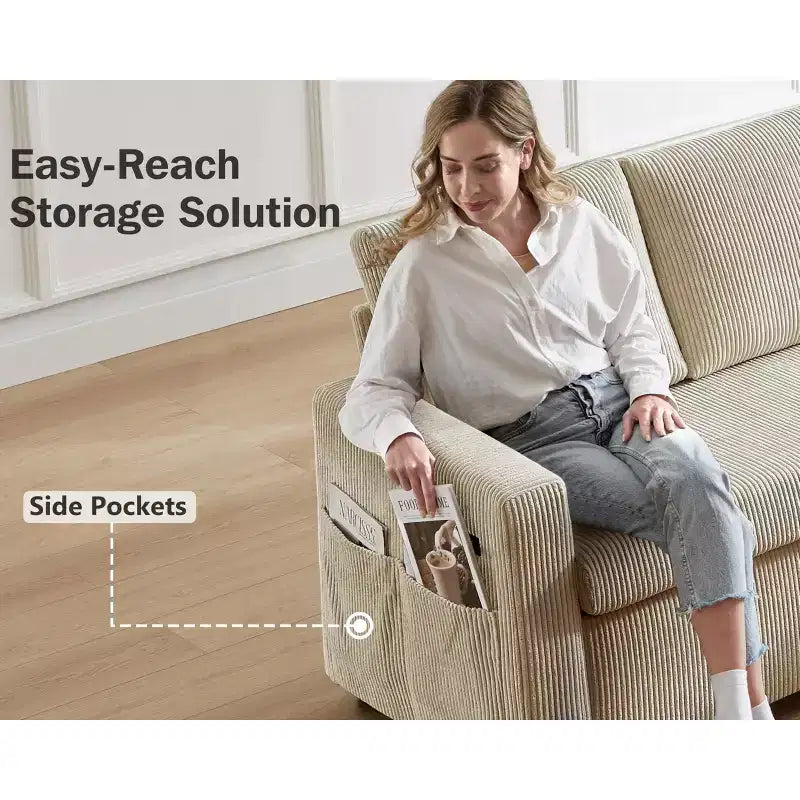 Dyonery 81 Sleeper Sofa Bed, L Shaped Sectional Couch with Pull Out Bed, Reclining Backrest, Reversible Storage Chaise, USB Ports