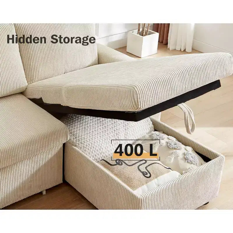 Dyonery 81 Sleeper Sofa Bed, L Shaped Sectional Couch with Pull Out Bed, Reclining Backrest, Reversible Storage Chaise, USB Ports