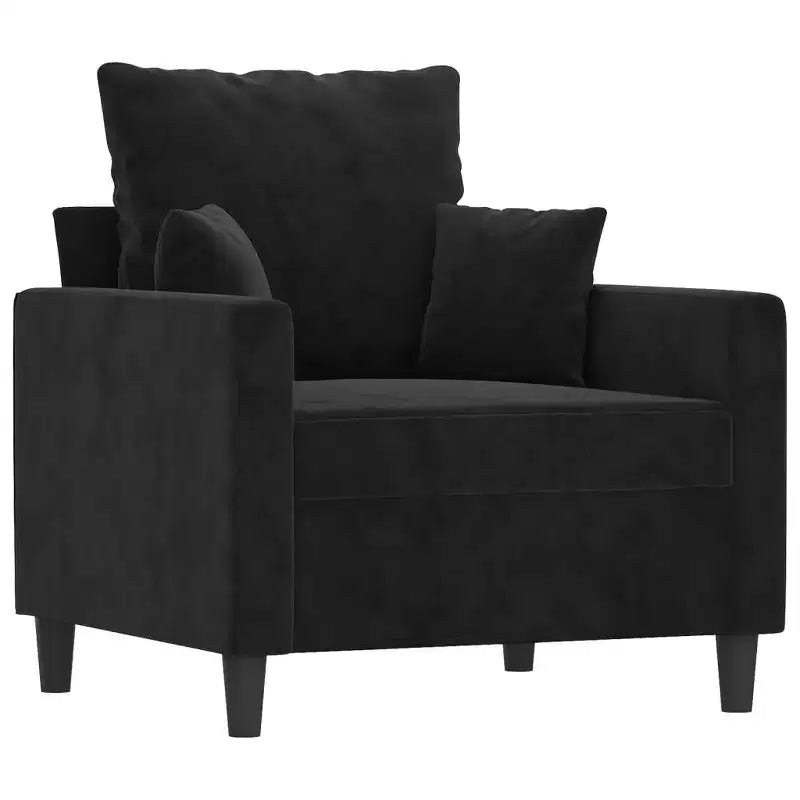 Sofa Chair Black Velvet (100% polyester), metal, textilene, foam