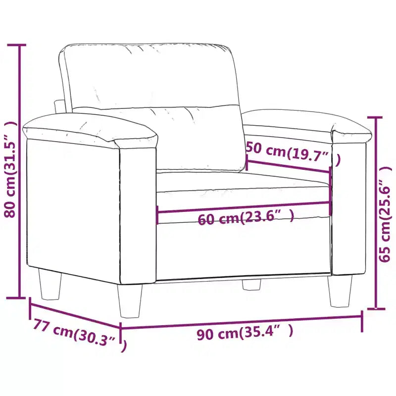 Sofa Chair Light Grey Microfiber, Metal, Plywood Single Durable