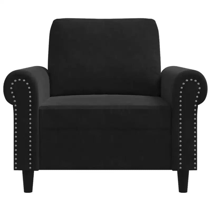 Sofa Chair Black Velvet, Metal Single Durable Armchair