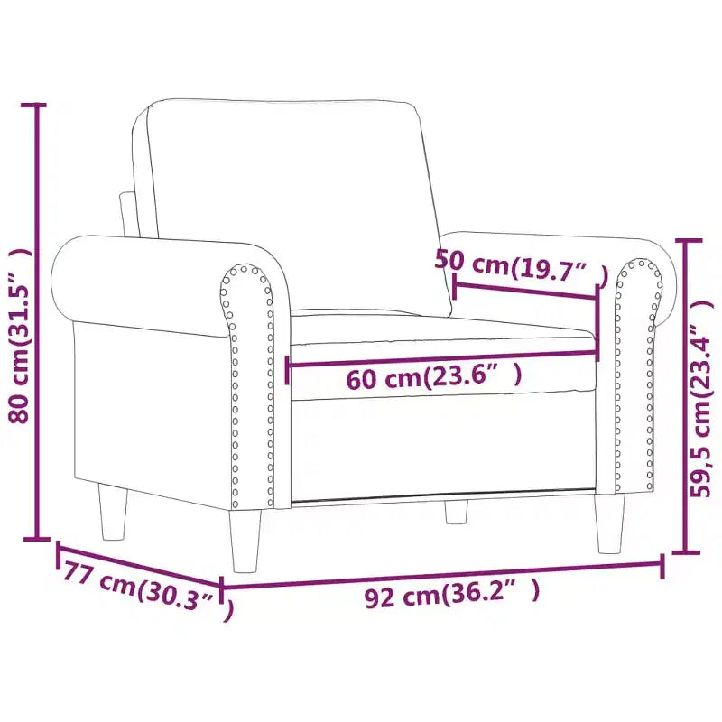 Sofa Chair Black Velvet, Metal Single Durable Armchair