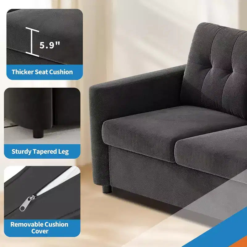 Modular Sectional 4-Seater Sofa, Velvet 115 Inch Compact caoch with Storage Console, Charging Station & Cup Holders,Deep Seats Couch for Home