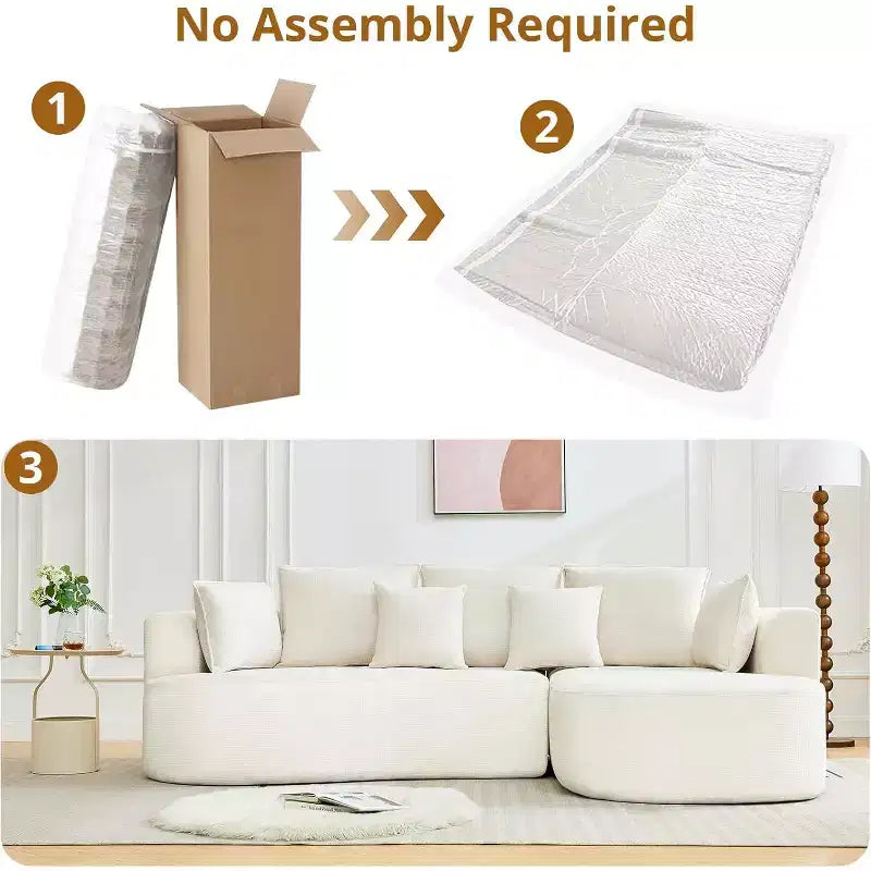 106 Modern Curved Sectional Cloud Sofa with Chaise Lounge, Modular Chenille Fabric Convertible Compression Sleeper Couch, for Home Office
