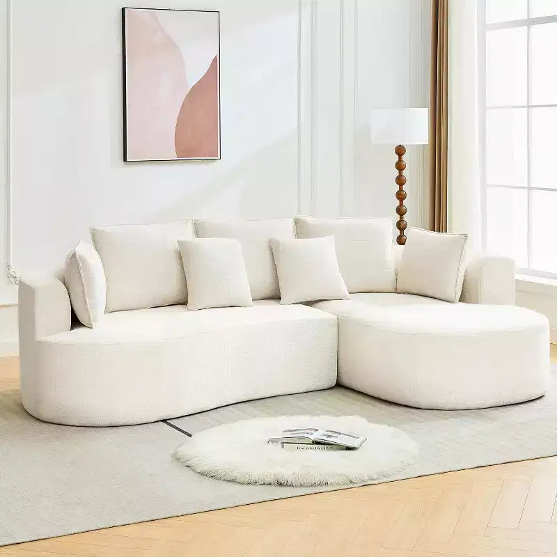 106 Modern Curved Sectional Cloud Sofa with Chaise Lounge, Modular Chenille Fabric Convertible Compression Sleeper Couch, for Home Office