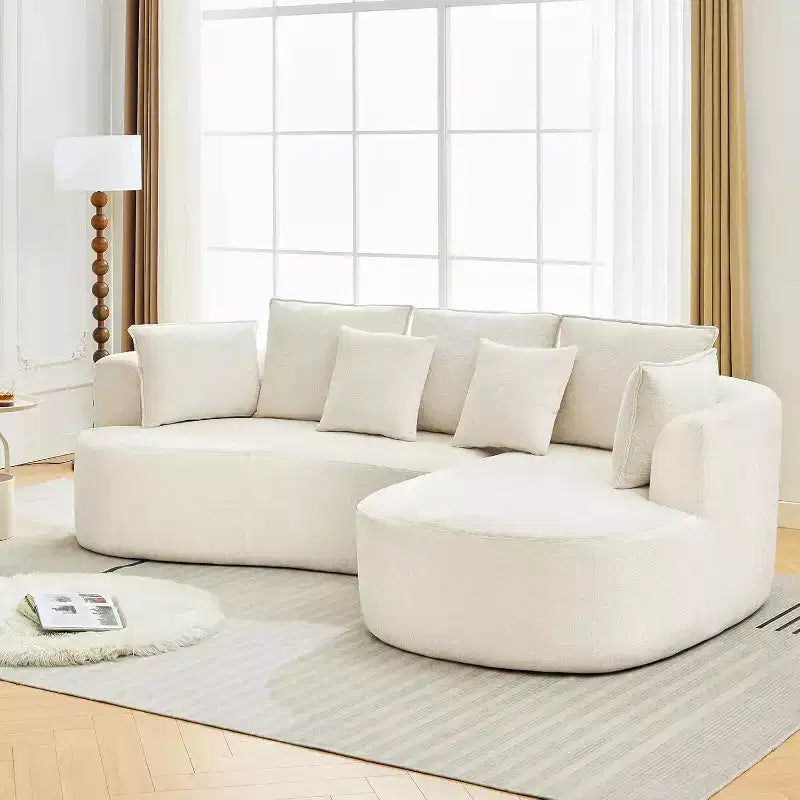 106 Modern Curved Sectional Cloud Sofa with Chaise Lounge, Modular Chenille Fabric Convertible Compression Sleeper Couch, for Home Office