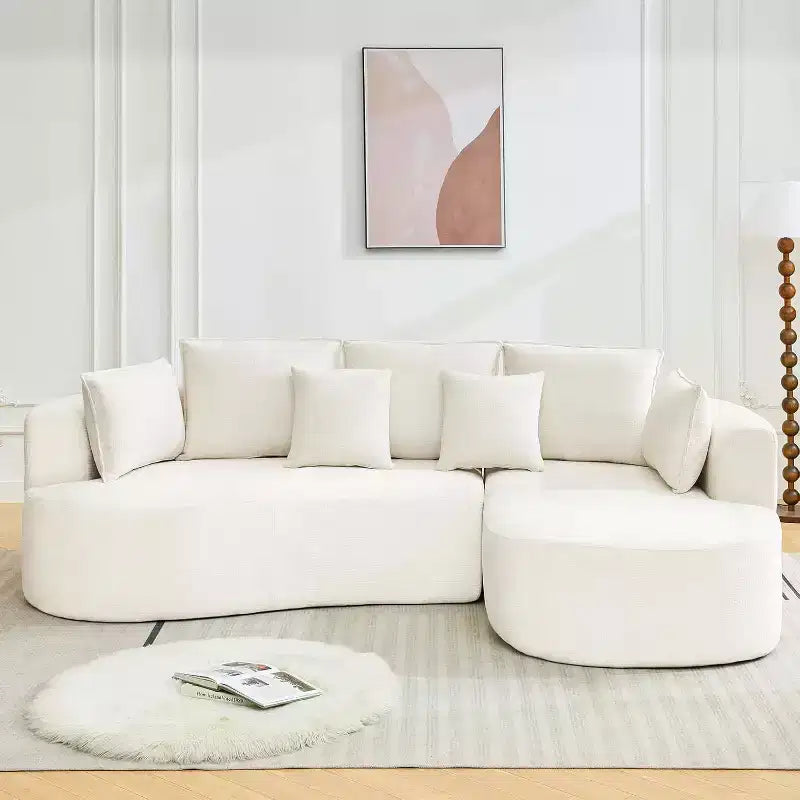 106 Modern Curved Sectional Cloud Sofa with Chaise Lounge, Modular Chenille Fabric Convertible Compression Sleeper Couch, for Home Office