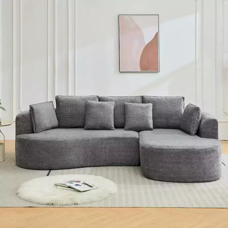 106 Canapé modulaire incurvé moderne Cloud avec méridienne, canapé-lit convertible en tissu chenille à compression, pour bureau à domicile