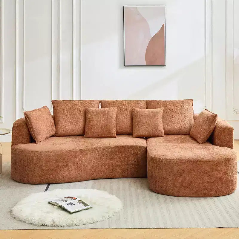 106 Canapé modulaire incurvé moderne Cloud avec méridienne, canapé-lit convertible en tissu chenille à compression, pour bureau à domicile